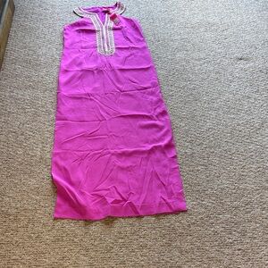 Lilly Pulitzer Fuchsia Pink Maxi Dress with Embroidered Neckline